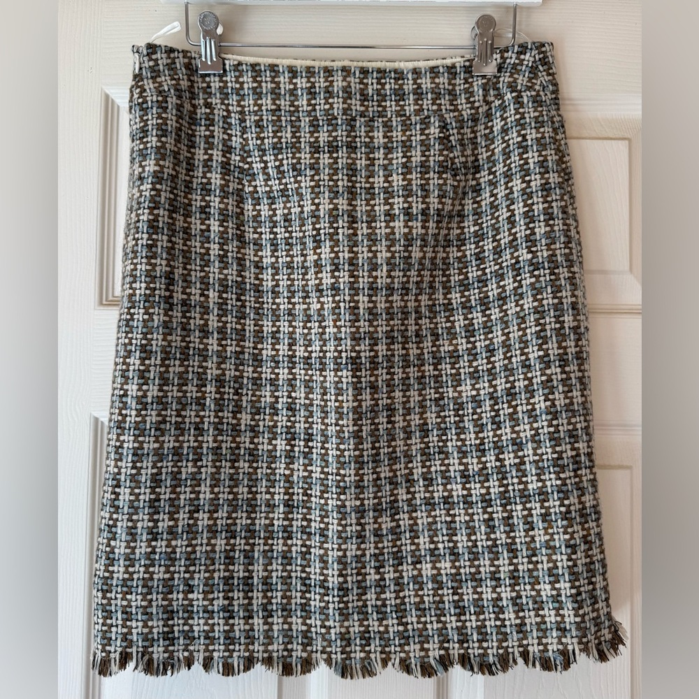 Moschino Tweed Skirt with Scalloped Hem - Size 10